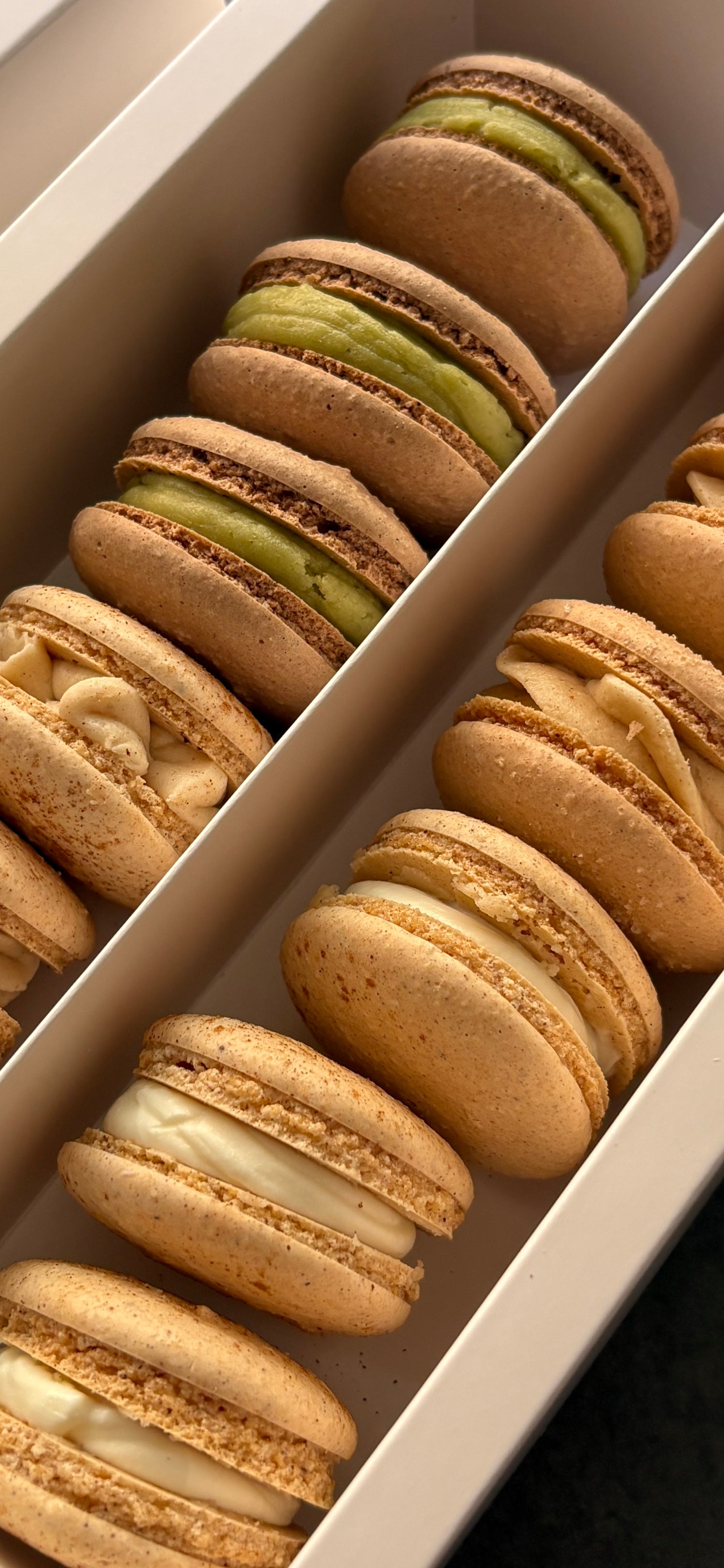 Box hand-crafted of macarons with different fillings
